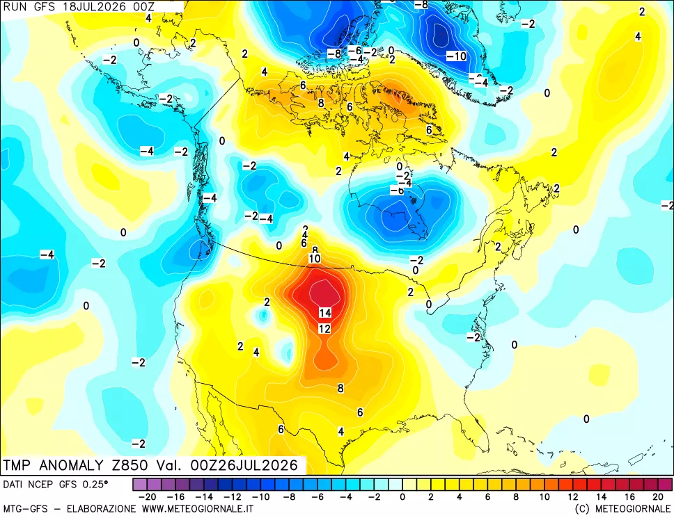mappa 850 hPa Temp Anomaly vs Cli.No 1981-2010