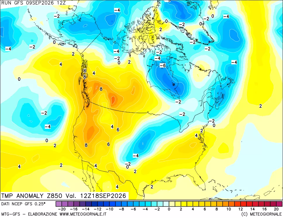 mappa 850 hPa Temp Anomaly vs Cli.No 1981-2010