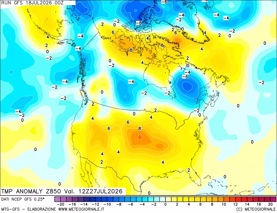mappa 850 hPa Temp Anomaly vs Cli.No 1981-2010