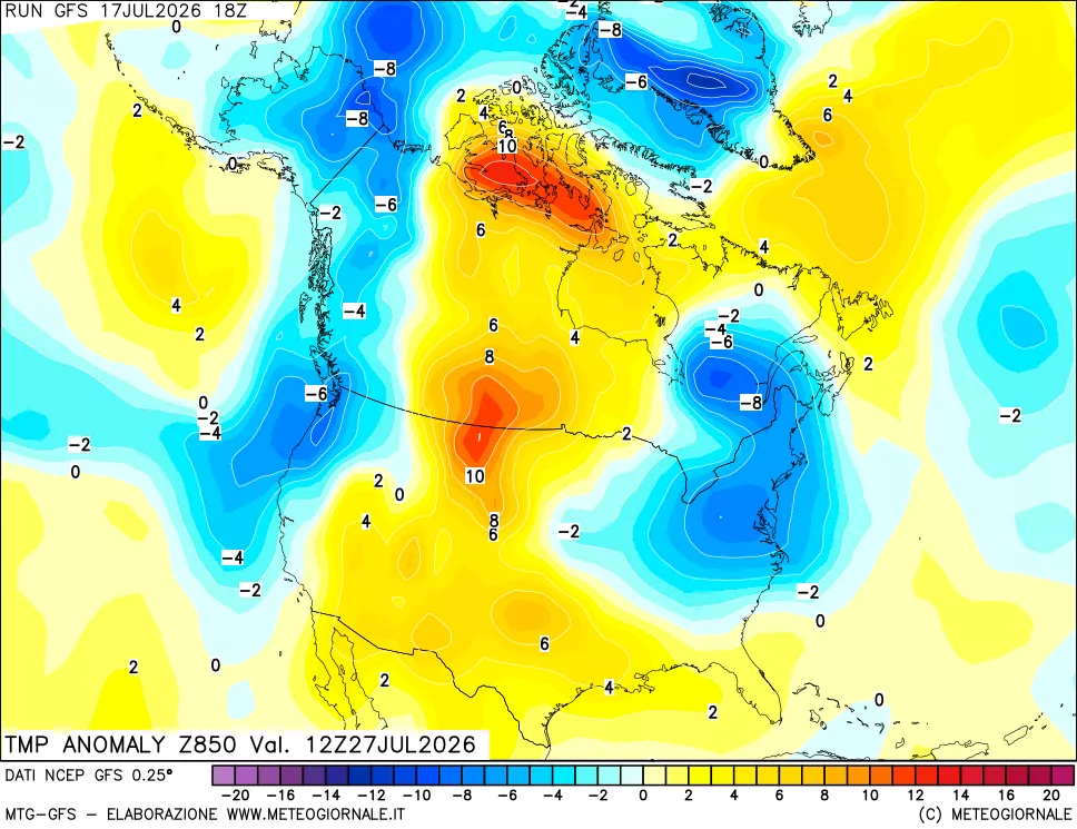 mappa 850 hPa Temp Anomaly vs Cli.No 1981-2010
