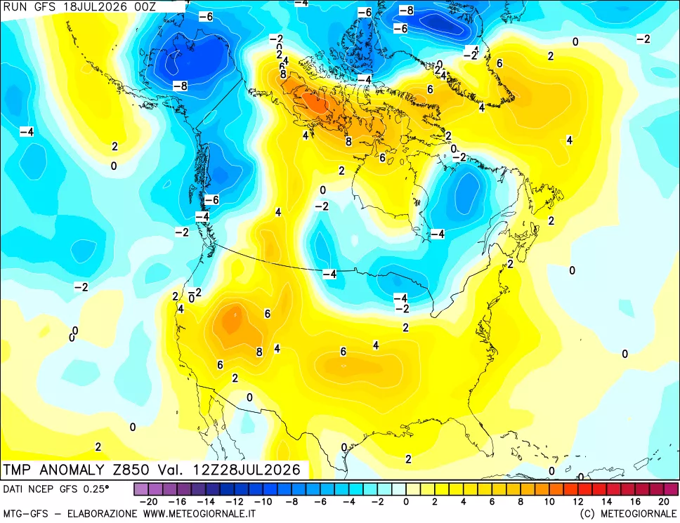 mappa 850 hPa Temp Anomaly vs Cli.No 1981-2010