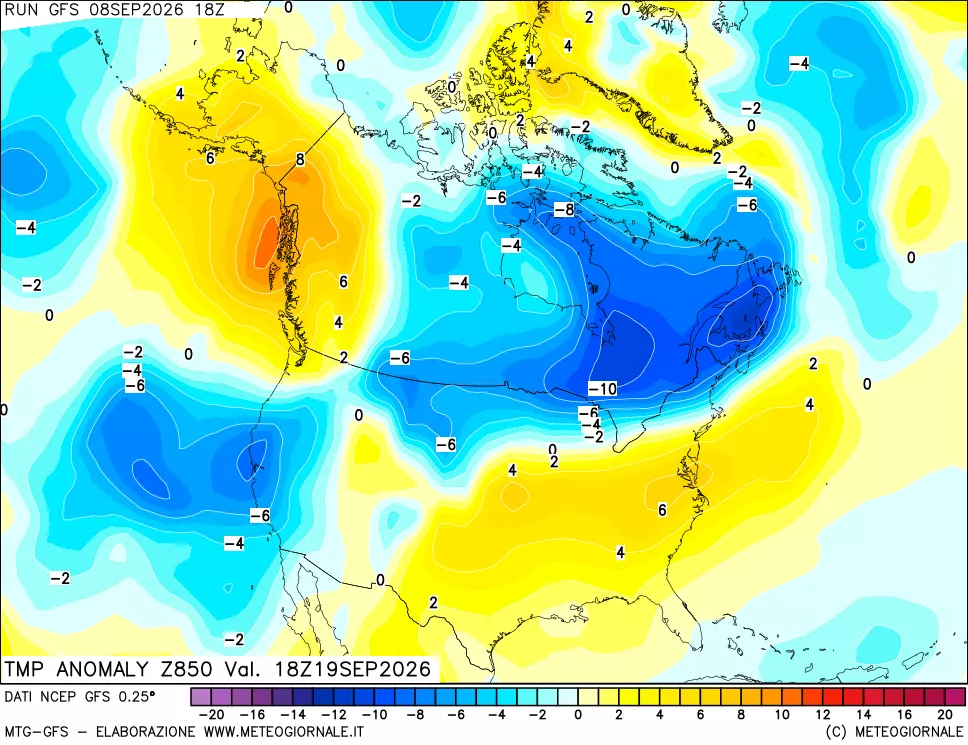 mappa 850 hPa Temp Anomaly vs Cli.No 1981-2010