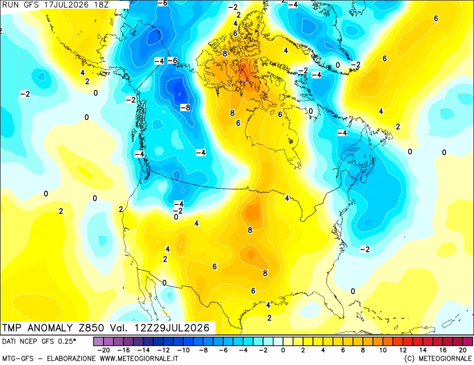 mappa 850 hPa Temp Anomaly vs Cli.No 1981-2010