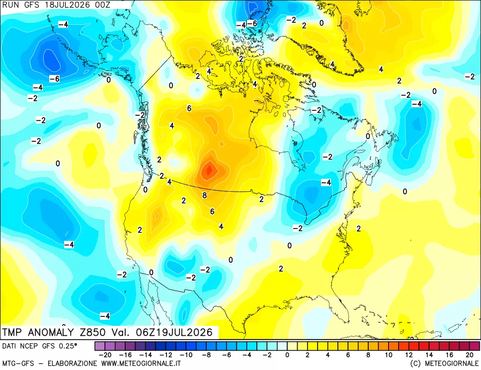 mappa 850 hPa Temp Anomaly vs Cli.No 1981-2010