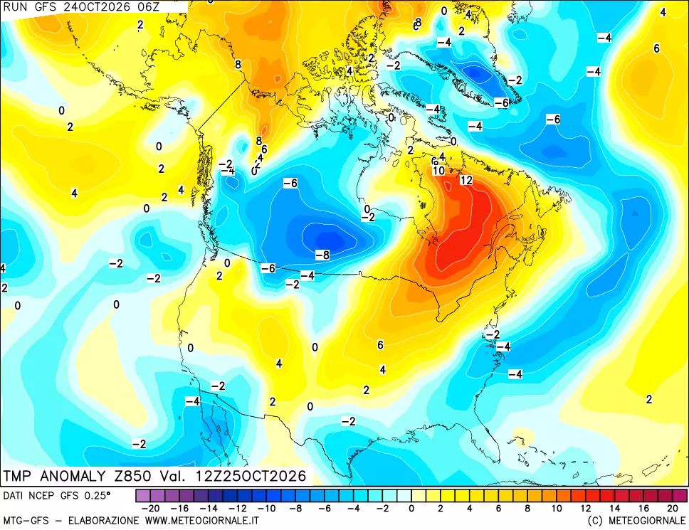 mappa 850 hPa Temp Anomaly vs Cli.No 1981-2010