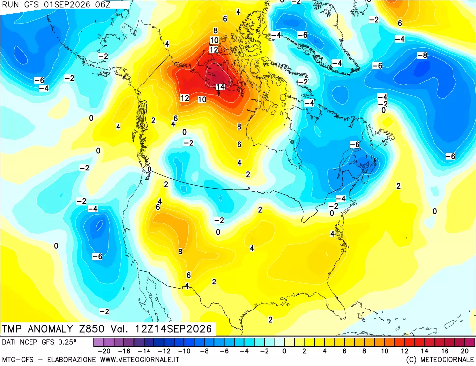 mappa 850 hPa Temp Anomaly vs Cli.No 1981-2010