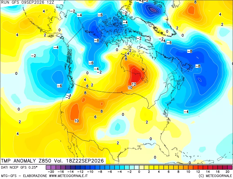 mappa 850 hPa Temp Anomaly vs Cli.No 1981-2010