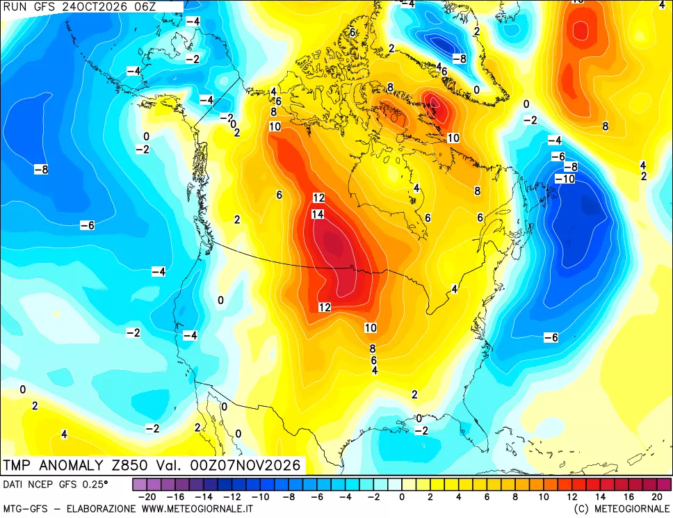 mappa 850 hPa Temp Anomaly vs Cli.No 1981-2010
