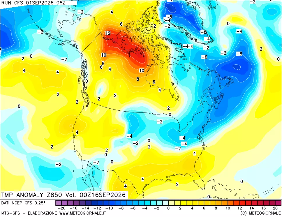 mappa 850 hPa Temp Anomaly vs Cli.No 1981-2010