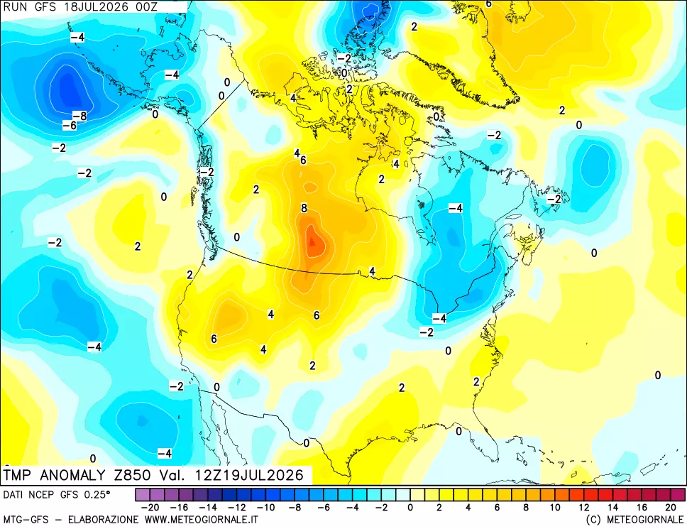 mappa 850 hPa Temp Anomaly vs Cli.No 1981-2010
