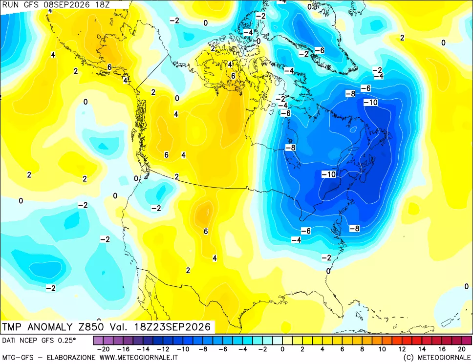 mappa 850 hPa Temp Anomaly vs Cli.No 1981-2010