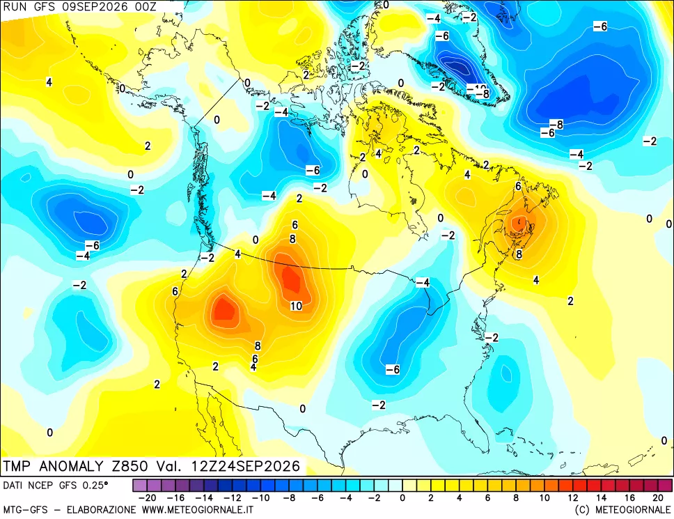 mappa 850 hPa Temp Anomaly vs Cli.No 1981-2010