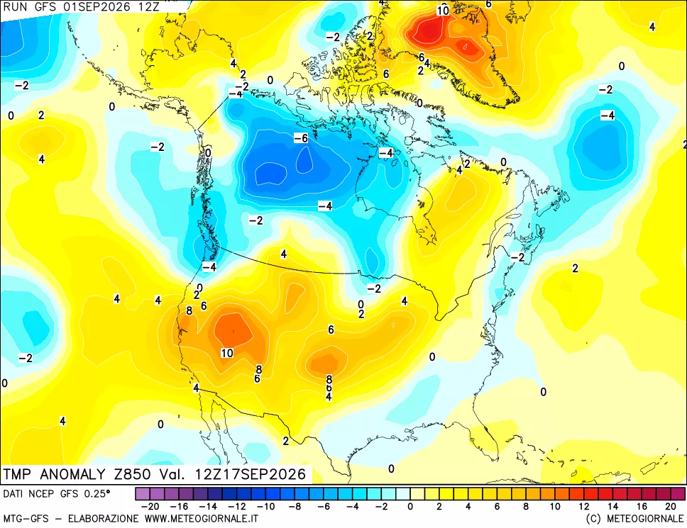 mappa 850 hPa Temp Anomaly vs Cli.No 1981-2010