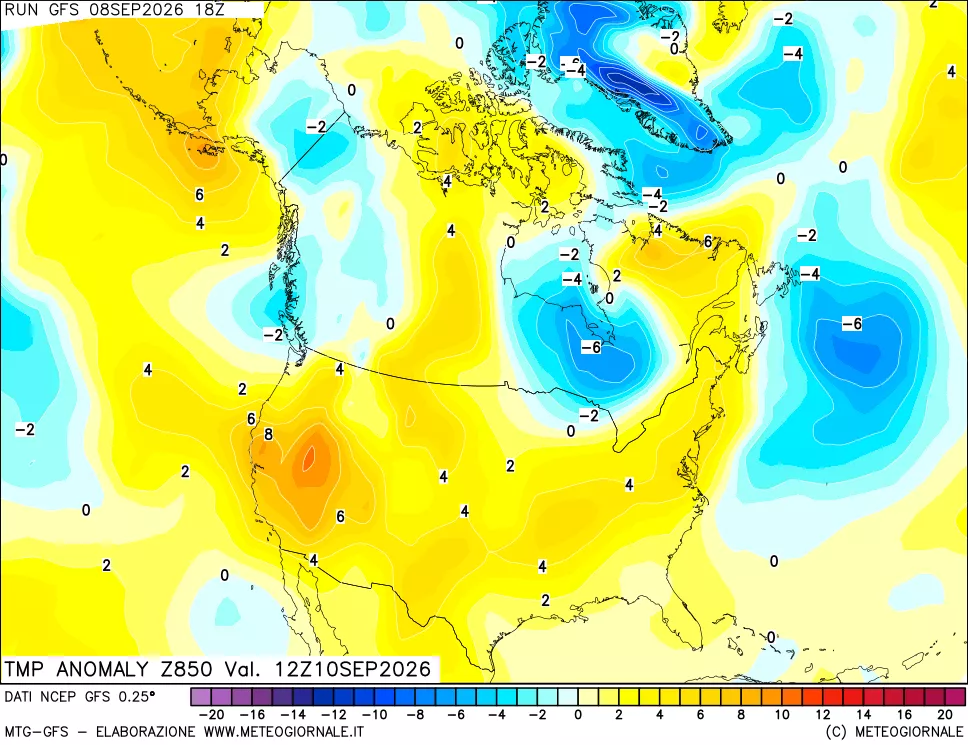 mappa 850 hPa Temp Anomaly vs Cli.No 1981-2010