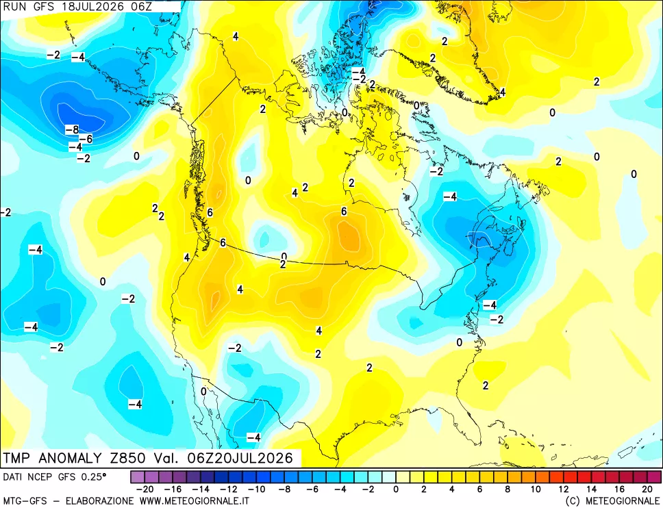 mappa 850 hPa Temp Anomaly vs Cli.No 1981-2010