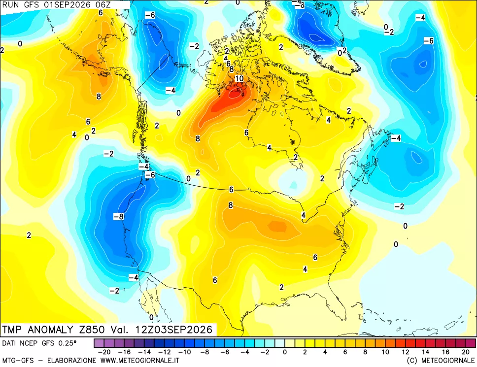 mappa 850 hPa Temp Anomaly vs Cli.No 1981-2010