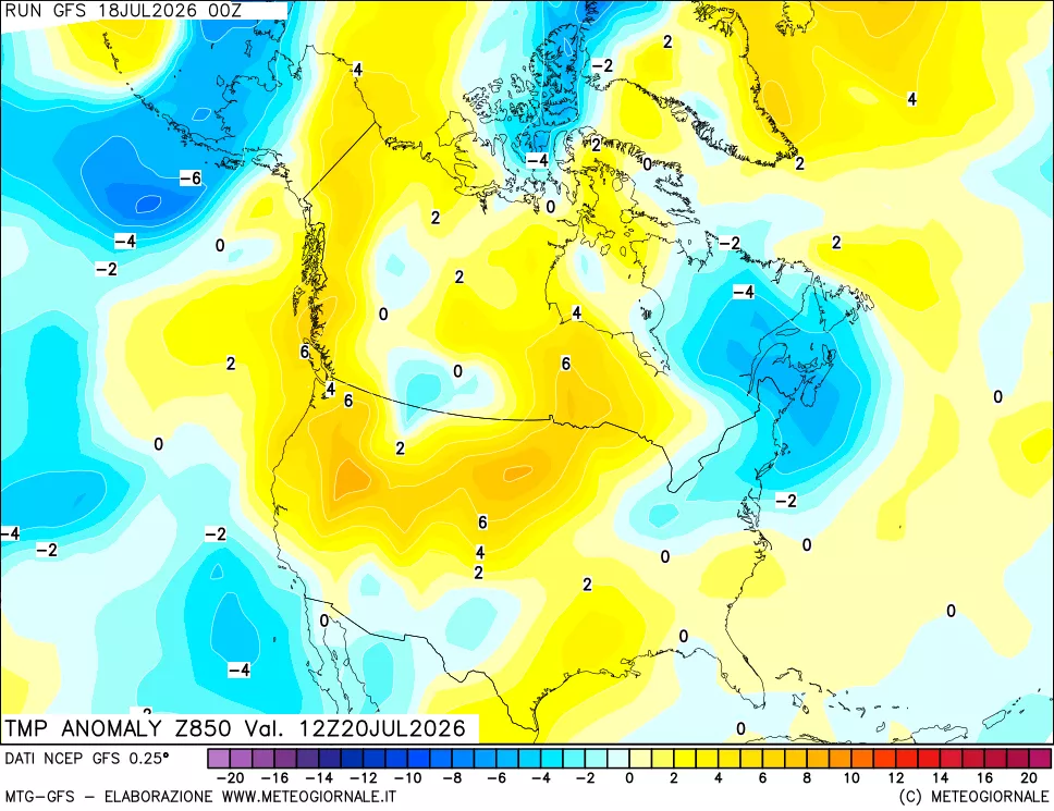 mappa 850 hPa Temp Anomaly vs Cli.No 1981-2010