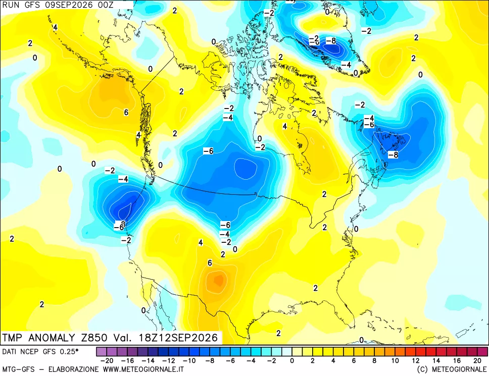 mappa 850 hPa Temp Anomaly vs Cli.No 1981-2010