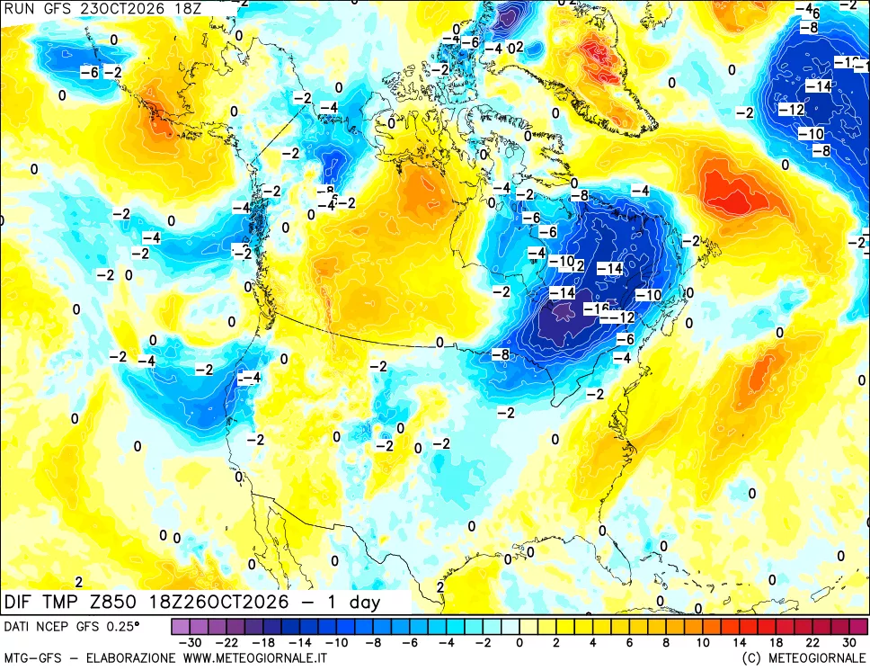 mappa 850 hPA Dif. Temp -24 ore