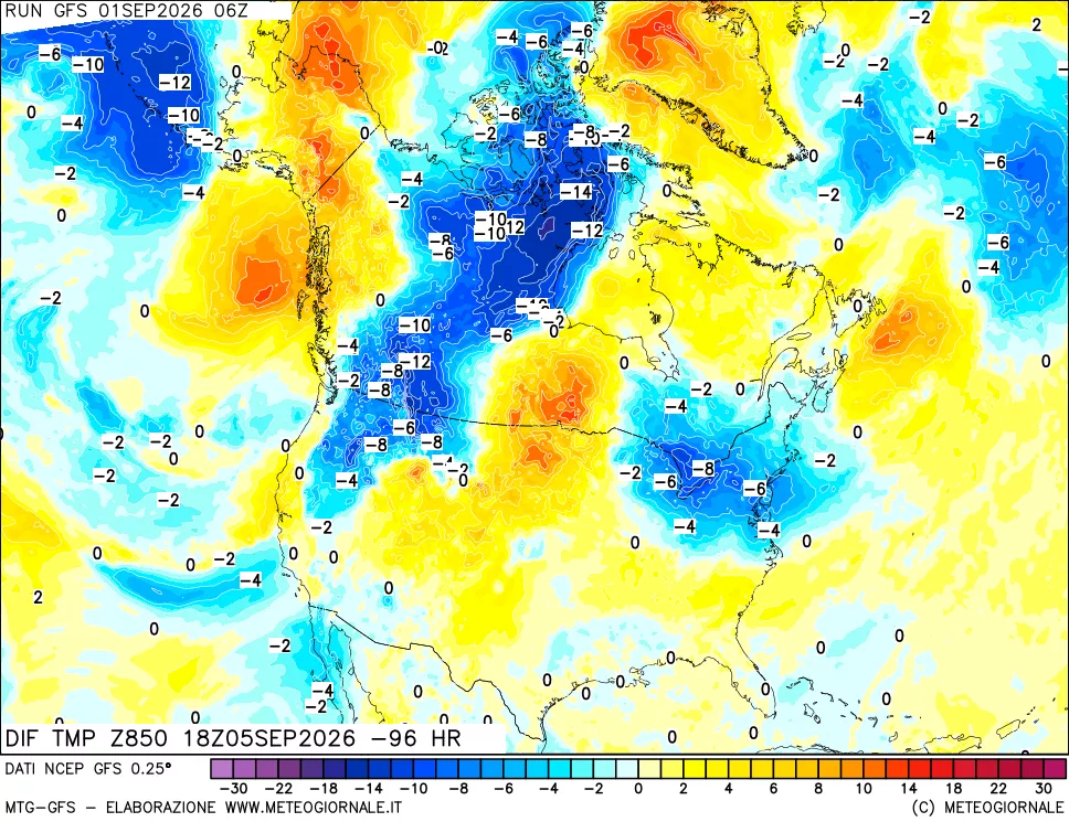 mappa 850 hPA Dif. Temp - Init