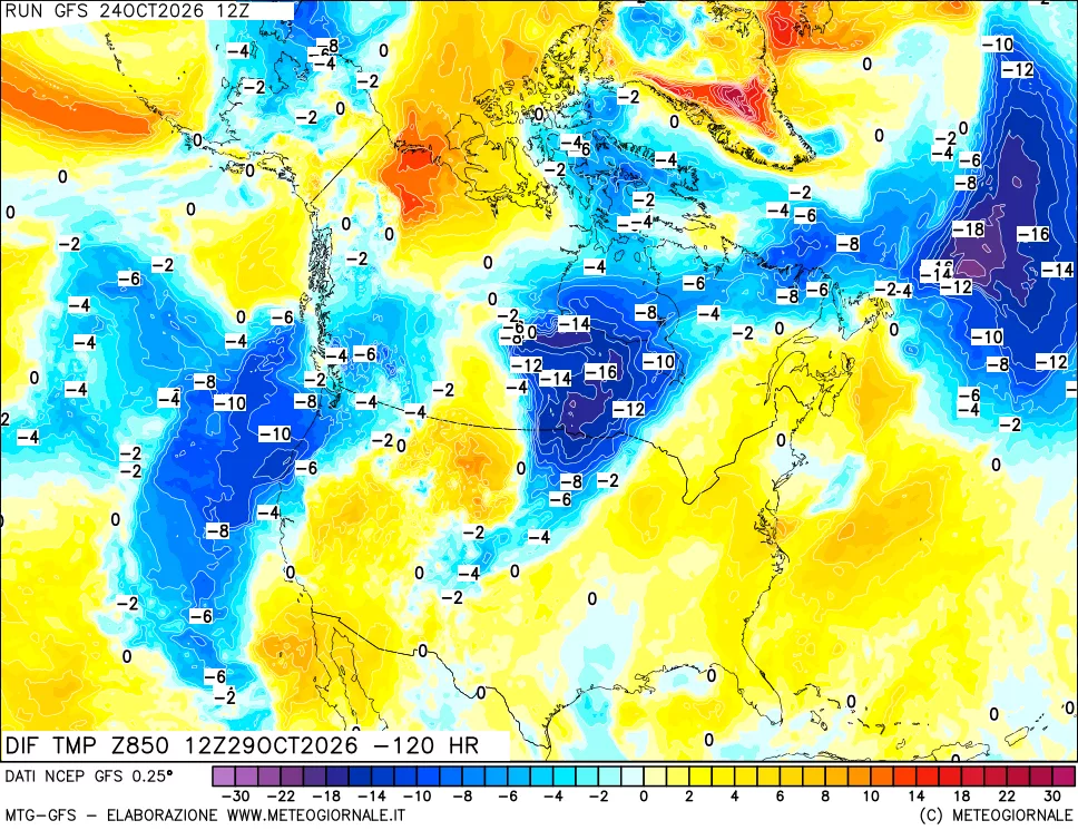 mappa 850 hPA Dif. Temp - Init