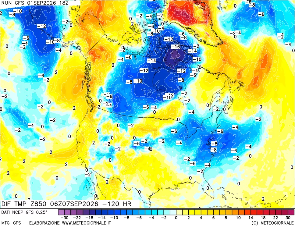 mappa 850 hPA Dif. Temp - Init