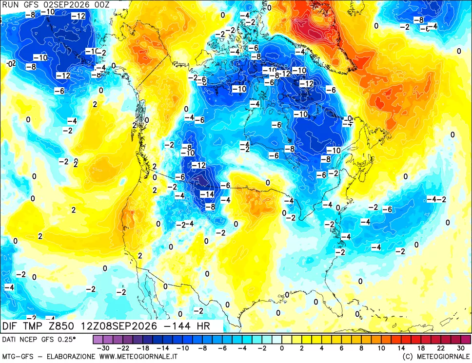 mappa 850 hPA Dif. Temp - Init