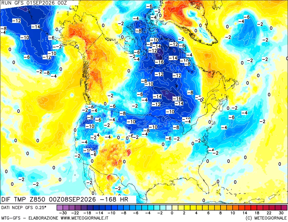 mappa 850 hPA Dif. Temp - Init