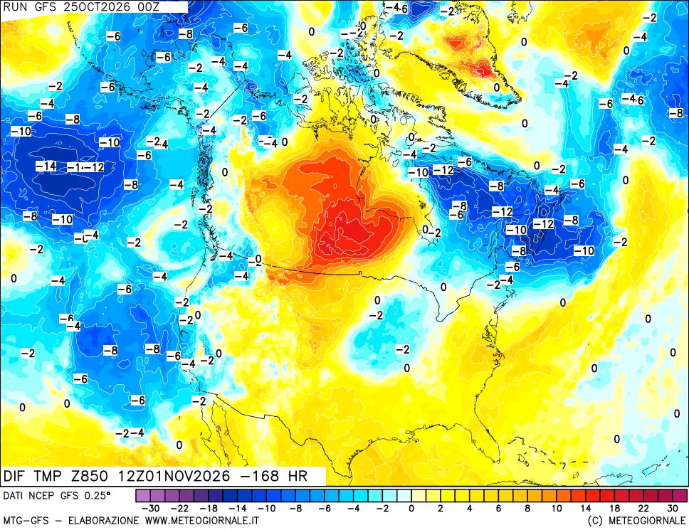 mappa 850 hPA Dif. Temp - Init