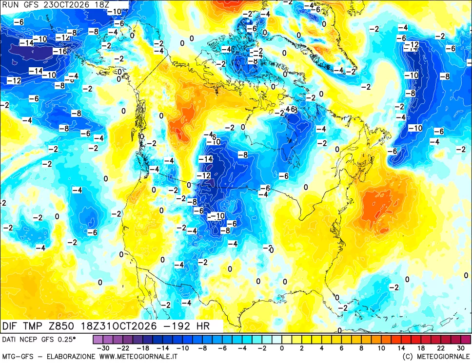 mappa 850 hPA Dif. Temp - Init