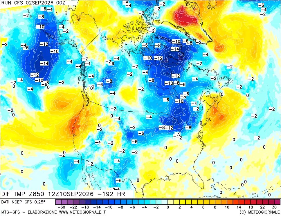 mappa 850 hPA Dif. Temp - Init