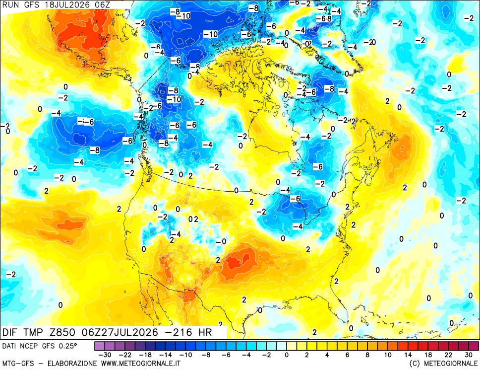 mappa 850 hPA Dif. Temp - Init