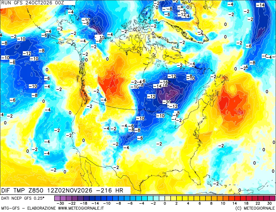 mappa 850 hPA Dif. Temp - Init