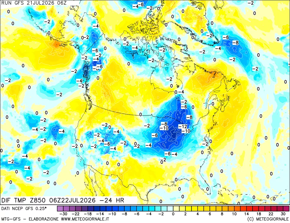 mappa 850 hPA Dif. Temp - Init
