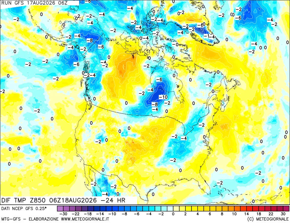 mappa 850 hPA Dif. Temp - Init