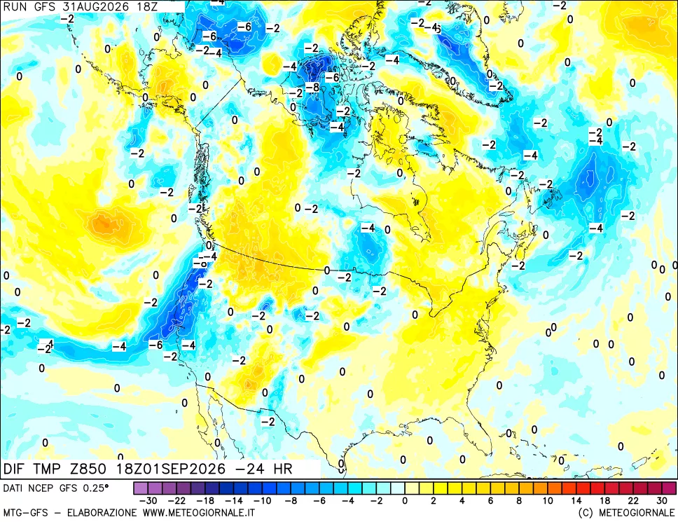 mappa 850 hPA Dif. Temp - Init