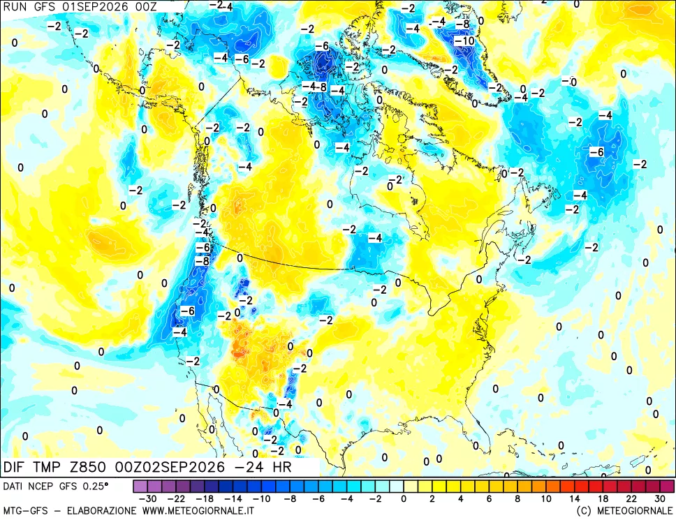 mappa 850 hPA Dif. Temp - Init