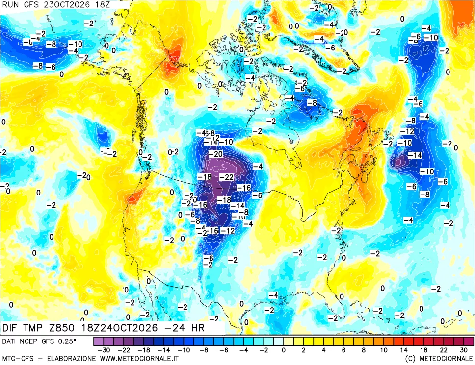 mappa 850 hPA Dif. Temp - Init