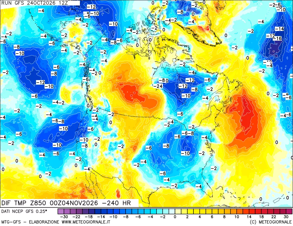 mappa 850 hPA Dif. Temp - Init