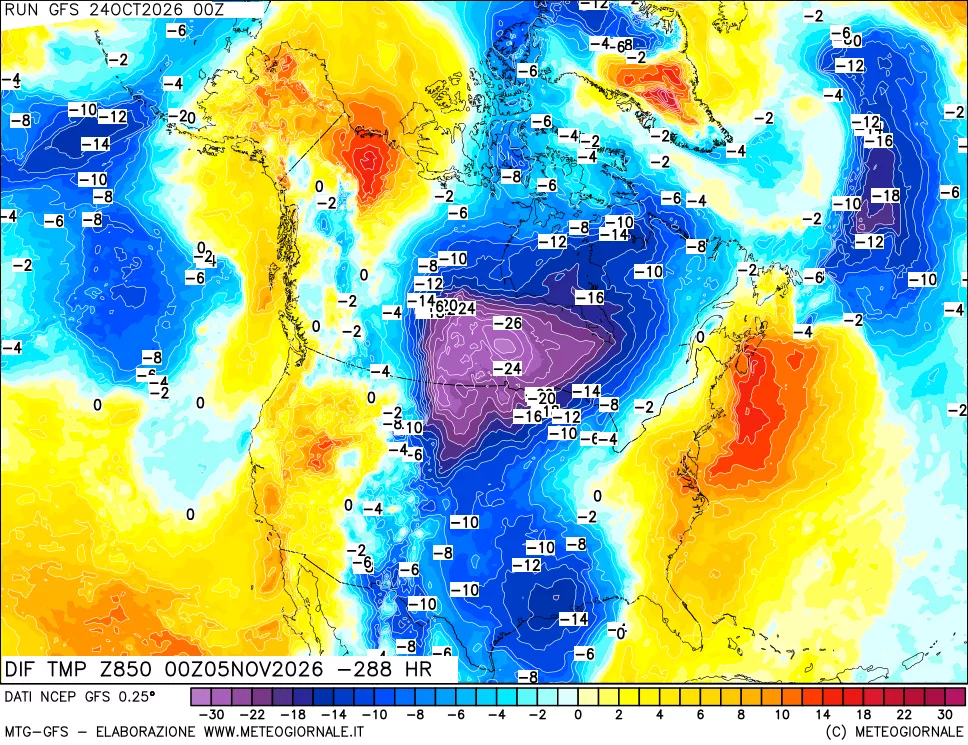 mappa 850 hPA Dif. Temp - Init