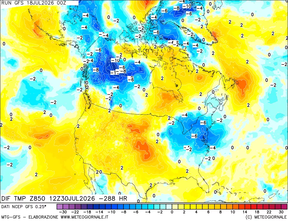 mappa 850 hPA Dif. Temp - Init
