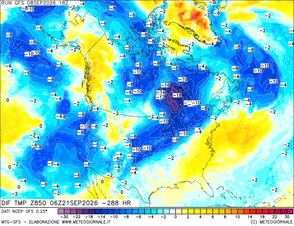 mappa 850 hPA Dif. Temp - Init