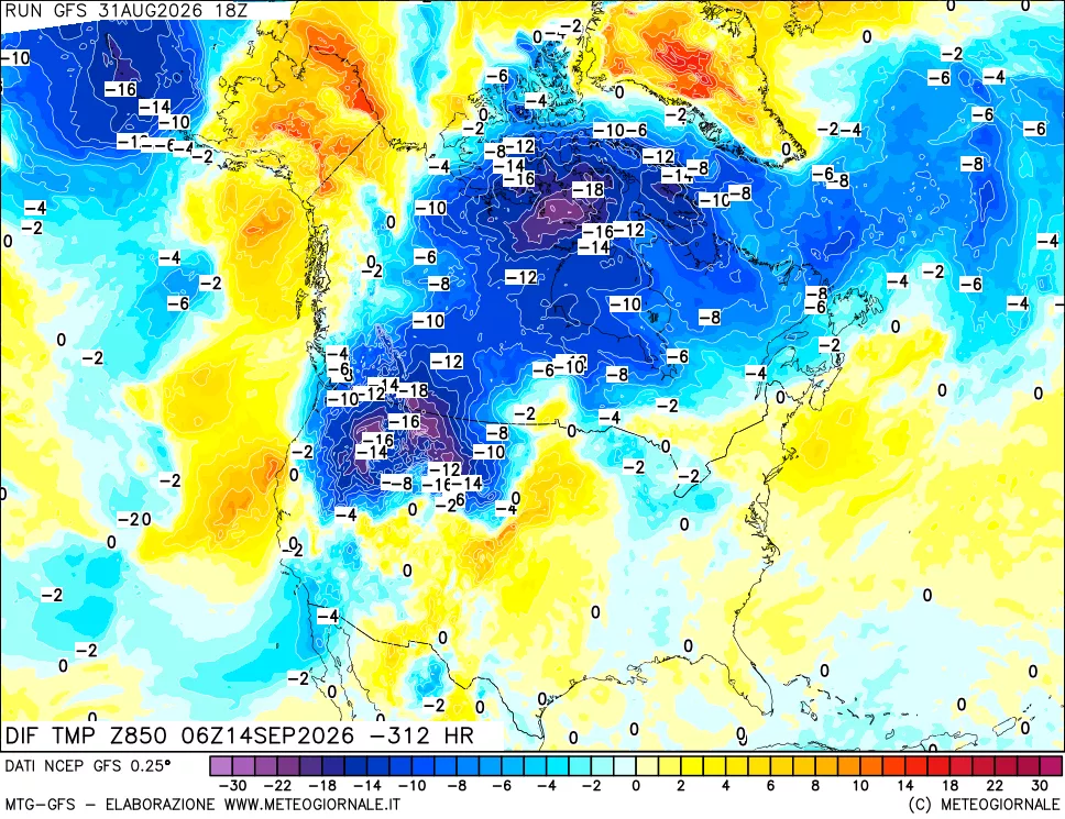 mappa 850 hPA Dif. Temp - Init