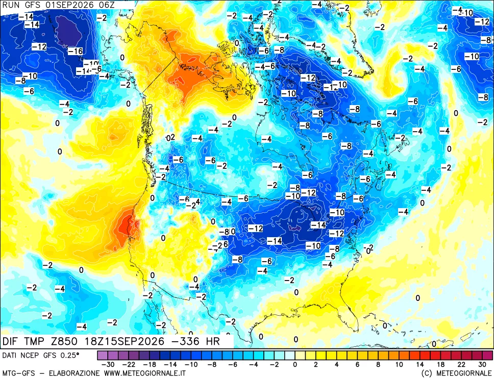 mappa 850 hPA Dif. Temp - Init