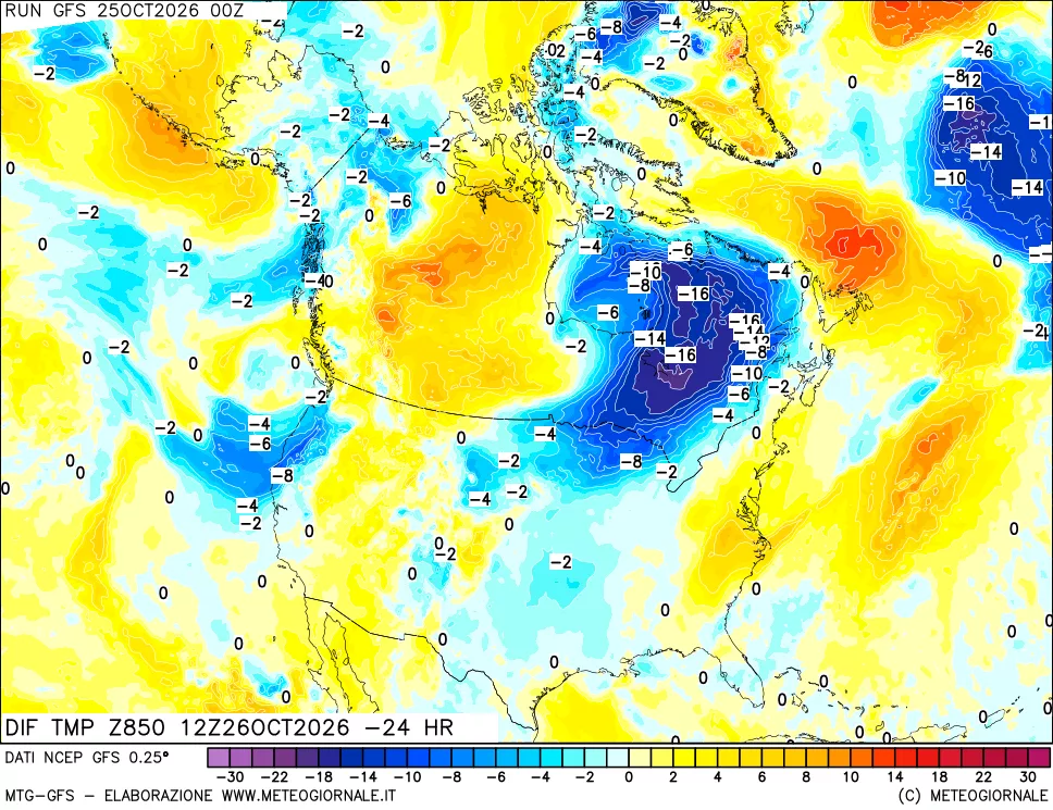 mappa 850 hPA Dif. Temp - Init