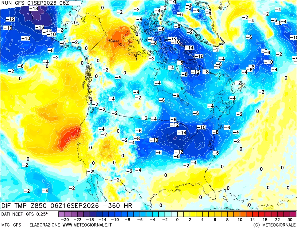 mappa 850 hPA Dif. Temp - Init