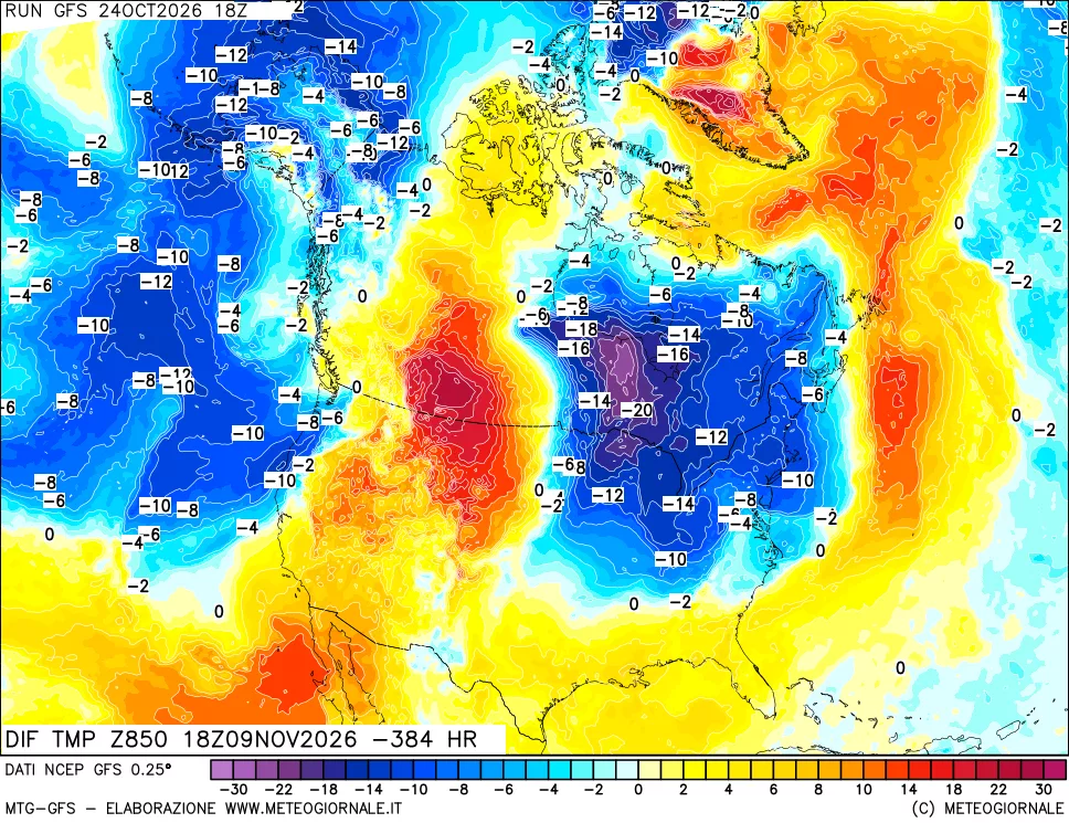 mappa 850 hPA Dif. Temp - Init