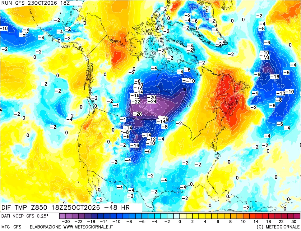 mappa 850 hPA Dif. Temp - Init
