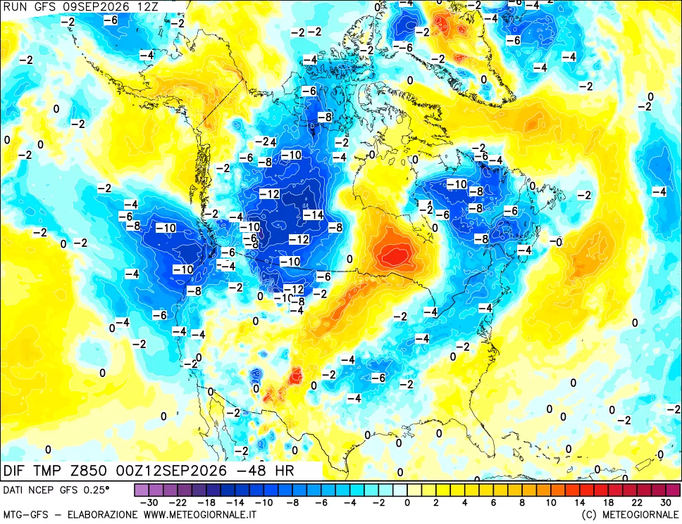 mappa 850 hPA Dif. Temp - Init