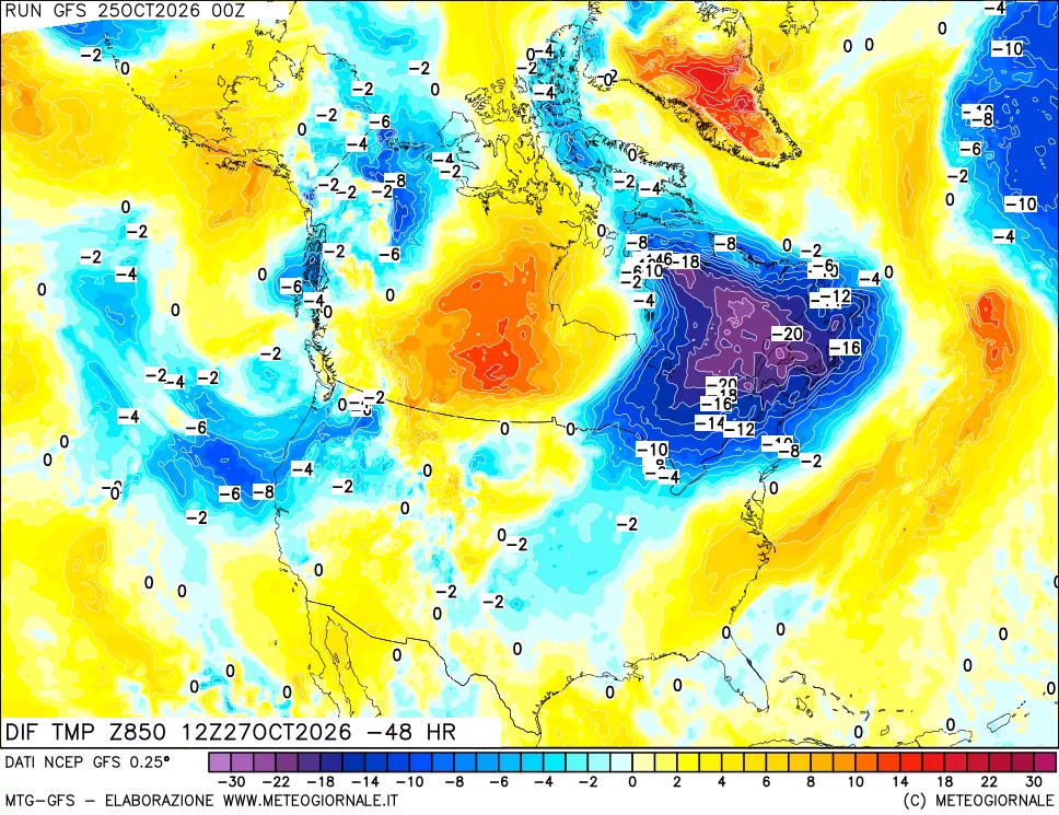 mappa 850 hPA Dif. Temp - Init